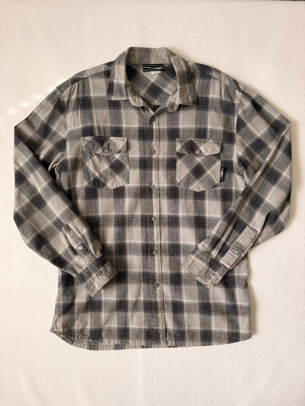 The Hundreds Gray Black Plaid Flannel Button Down Shirt XXL